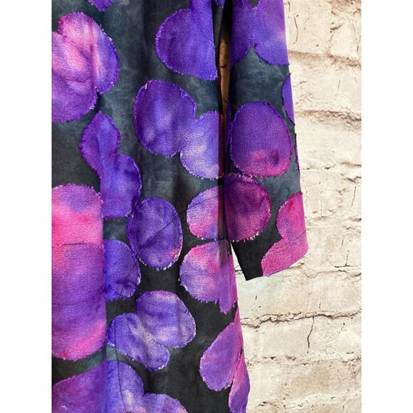 LOGO Lori Goldstein Tunic Top Womens‎ Large Purple Watercolor Tetured Polka Dots - Picture 7 of 15